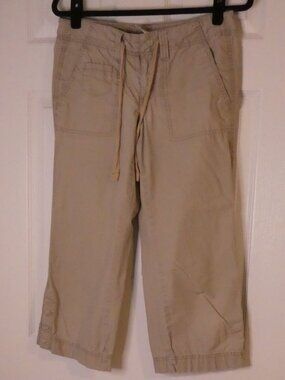 JACOB CONNEXION Tan Cargo Capri Cotton Pants Drawstring Waist - Size 5/6